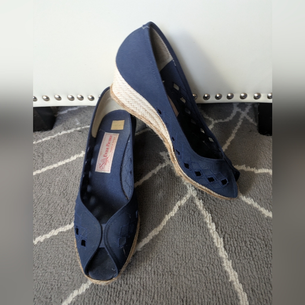 Vintage Evan Piccone Wedge Espadrilles Made In Spain